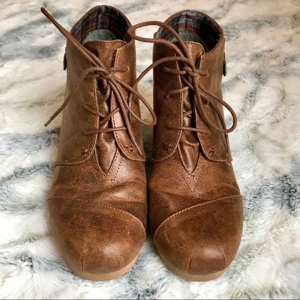Brown Wedge Ankle Booties
